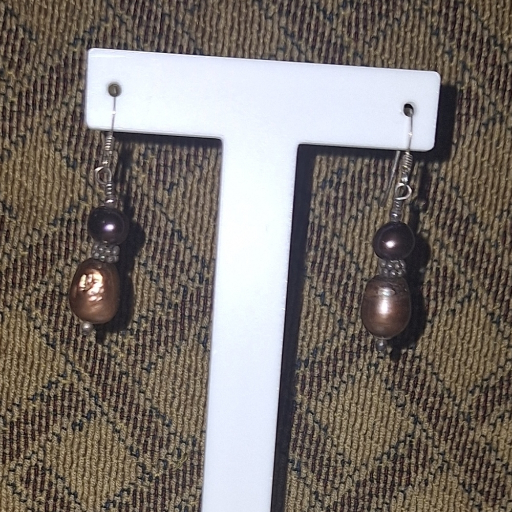 LOFT Brown Pearl Drop Earrings